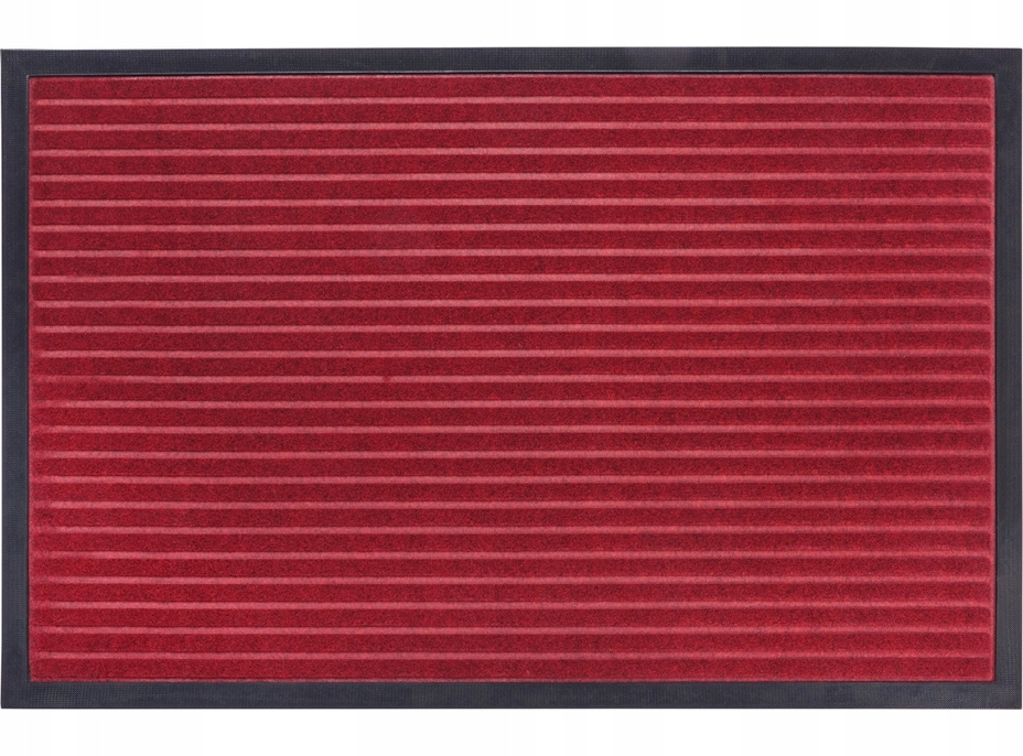 Červená protiskluzová rohožka 80 x 120 cm, velurová podložka pod dveře