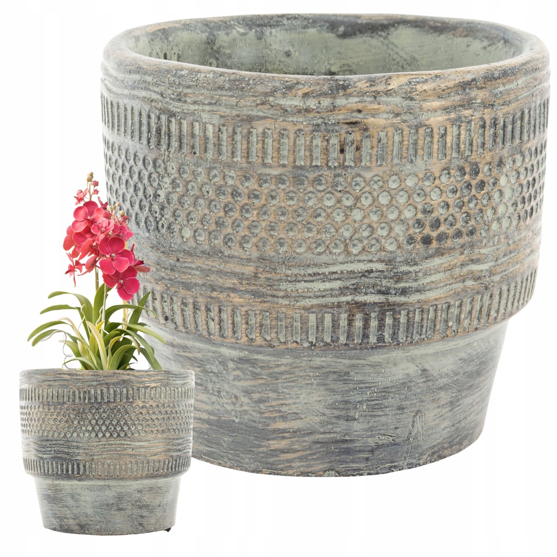 

Osłonka Na Doniczkę Szara Wzór Ø15,5cm