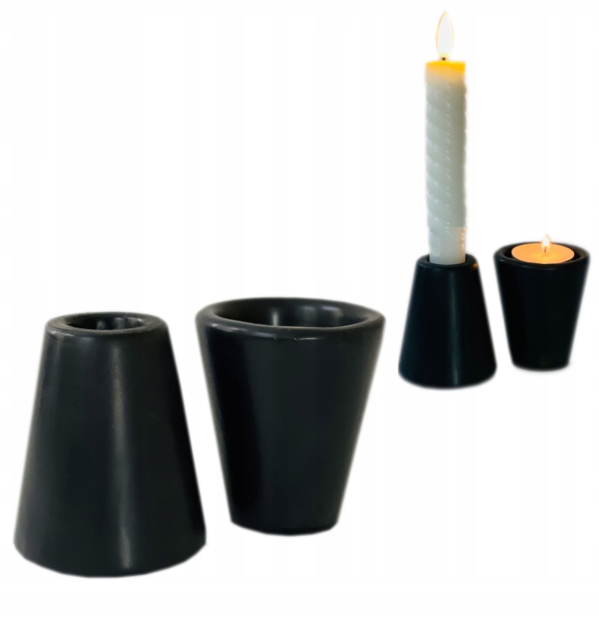 

Świecznik zestaw 2 Nowoczesnych Świeczników Czarny