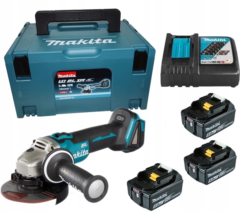 Szlifierka kątowa Dga 504 RT3J 18V 3 X 5,0Ah Makita
