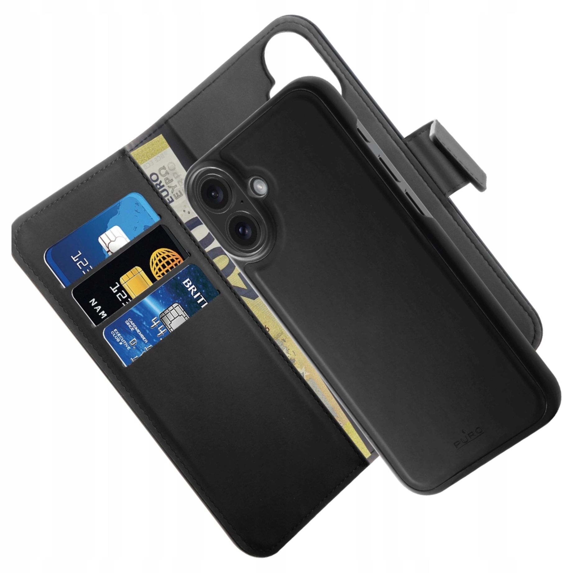 Pouzdro z ekokůže Puro Wallet Detachable MagSafe 2v1 s klopou a peněženkou