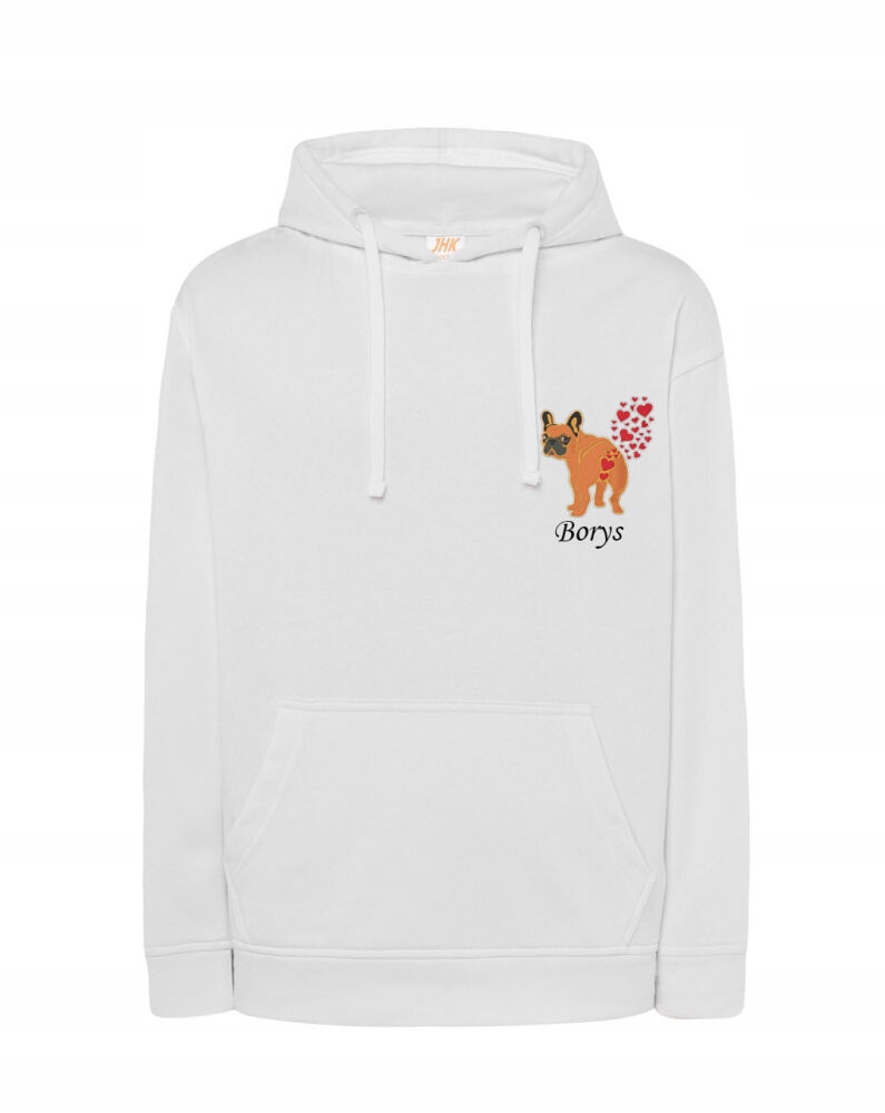 Mikina S Francouzským Buldočkem Jméno Psa Výšivka Nad Velikostí Bílá M Dárek K Narozeninám