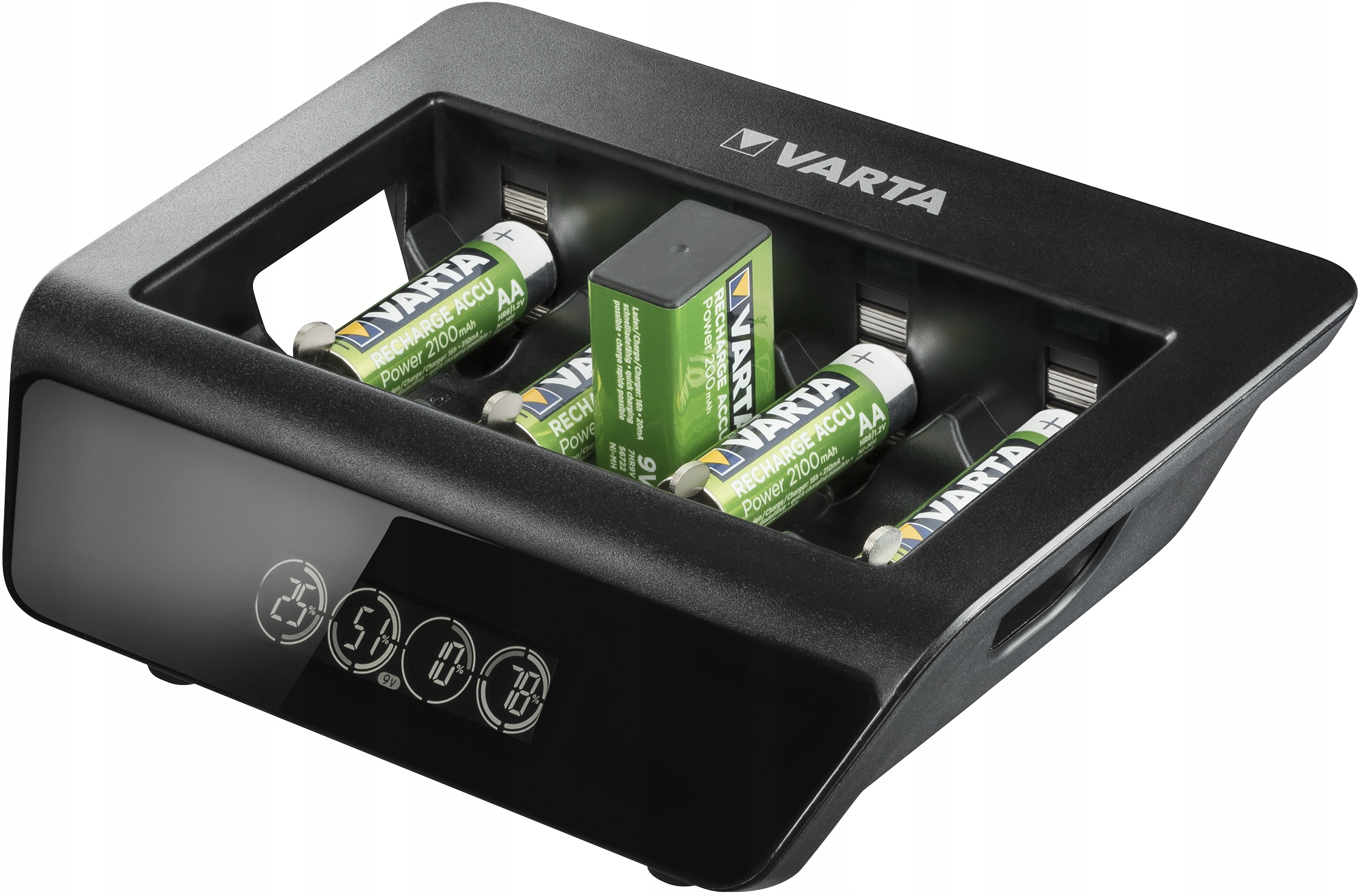  універсальний зарядний пристрій VARTA LCD USB AA AAA R14 R20 символ заряджаються батарей 9V (6F22) AA AAA C (R14) D (R20)