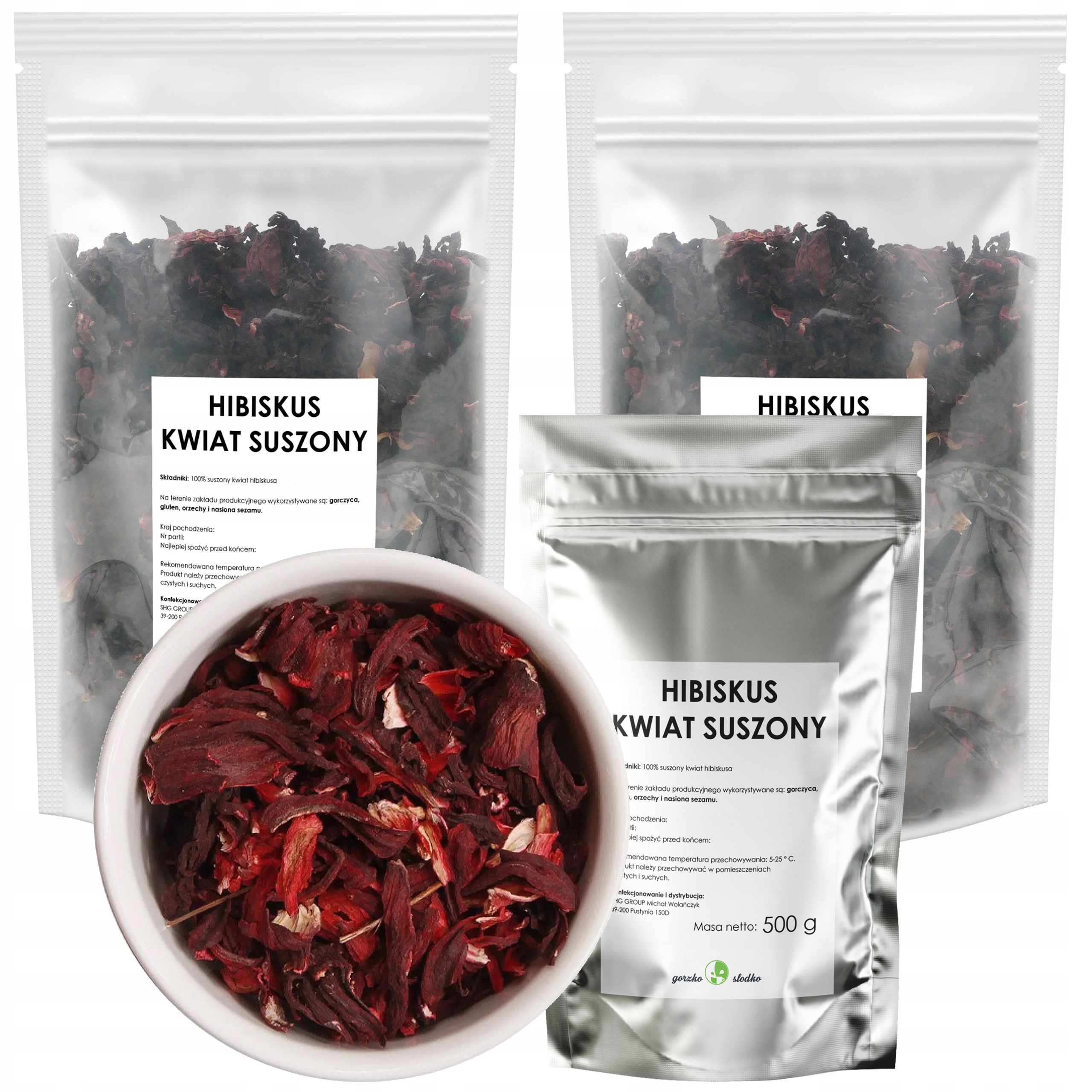 Hibiskus suszony Kwiat 2,5 kg Herbata z hibiskusa Gorzko Słodko