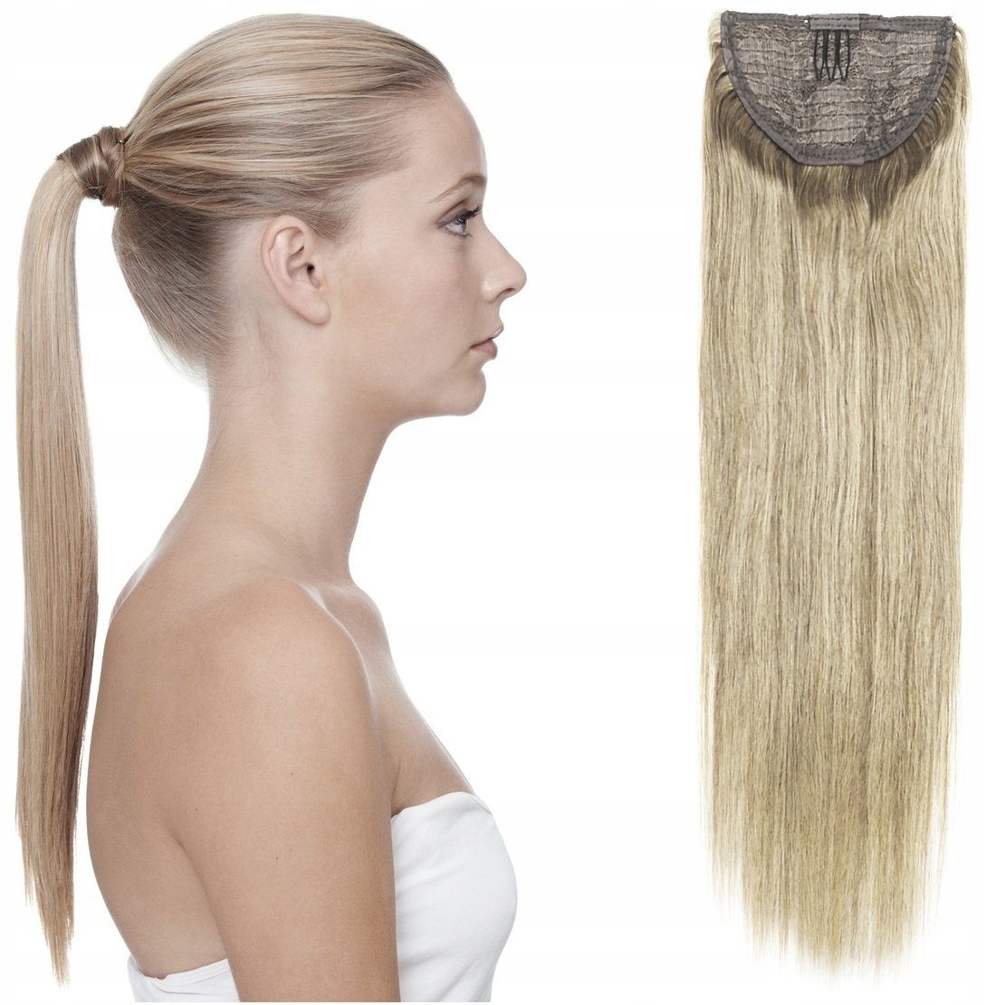 Culík Připínací Vlasy 100% Přírodní Kitka Dlouhý Culík Koňský Ocas Připínací