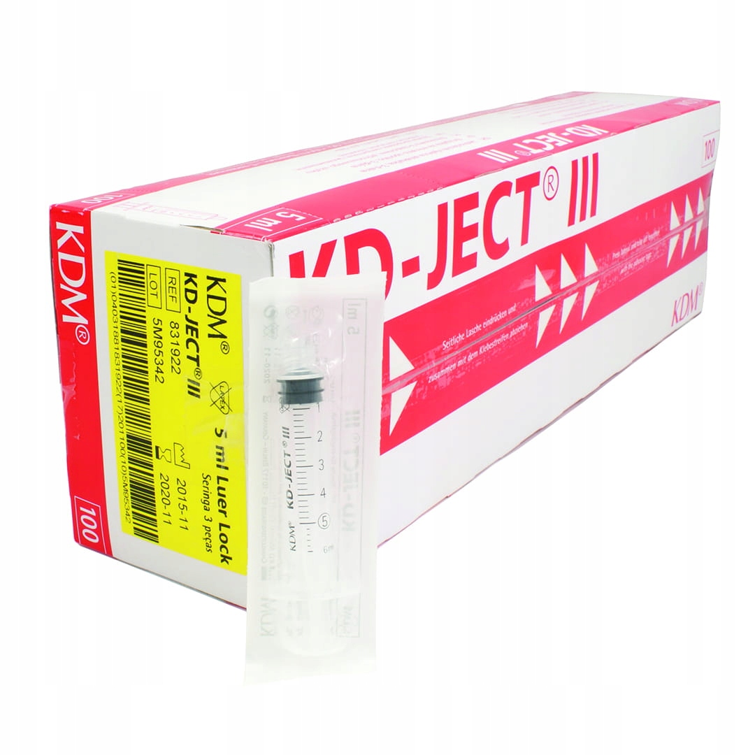 

Strzykawki 5ml x 100 szt. Luer Lock Kdm Kd-ject II