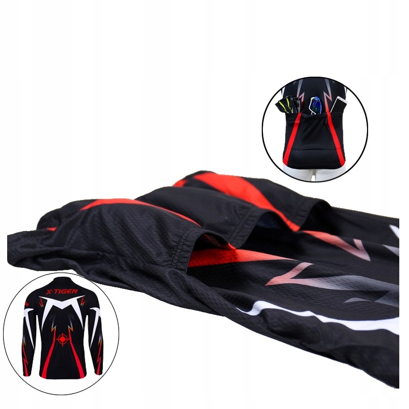 SPODNIE ROWEROWE BLUZA OCIEPLANY KOMPLET MĘSKI Z WKŁADKĄ ŻELOWĄ X-TIGER Rozmiar XL
