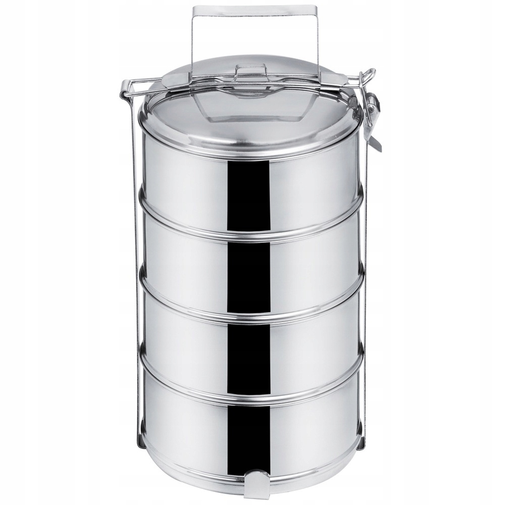 Menażka Obiadowa Termos Na Żywność 4-POZIOMOWA Stalowa 4X1,3 L Duża