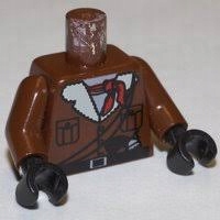 Lego 973px183c01 tors brązowa kurtka Johnny Thunder adv037 Lego 973px183c01 tors brązowa kurtka Johnny Thunder adv037