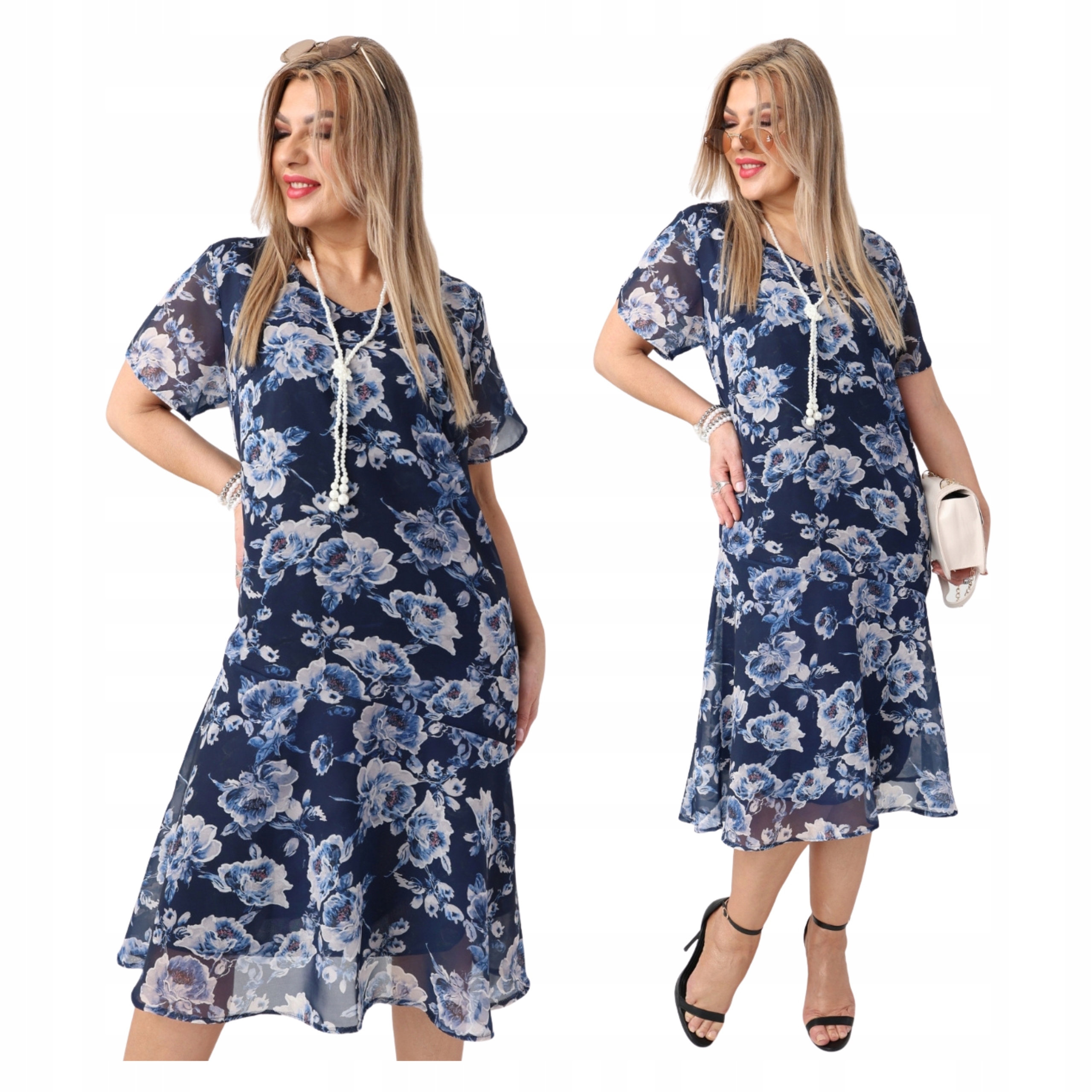 sukienka damska szyfonowa zwiewna Polski Producent duże rozmiary