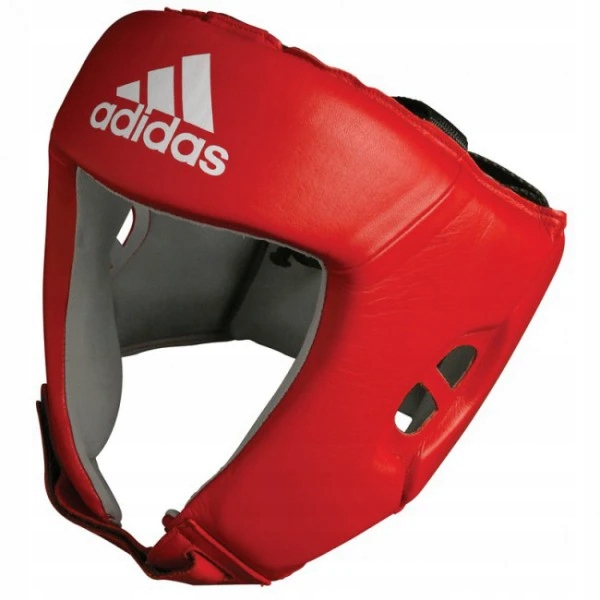 Kask Bokserski Adidas Czerwony Atest Aiba skóra naturalna zapięcie r. L