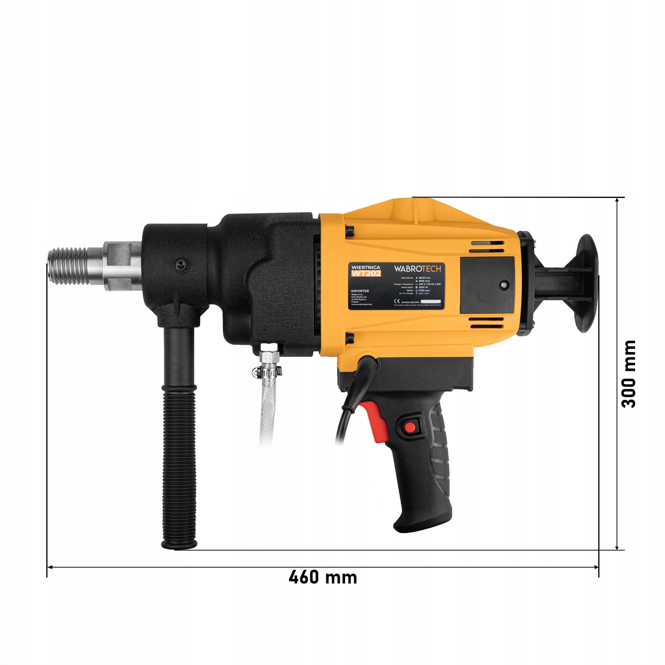 WIERTNICA RĘCZNA OTWORNICA BETONU WABROTECH WT202 Zastosowanie do betonu