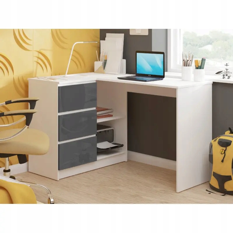 BIURKO NAROŻNE LAPTOP B16 LEWE GRAFIT POŁYSK Marka Akord