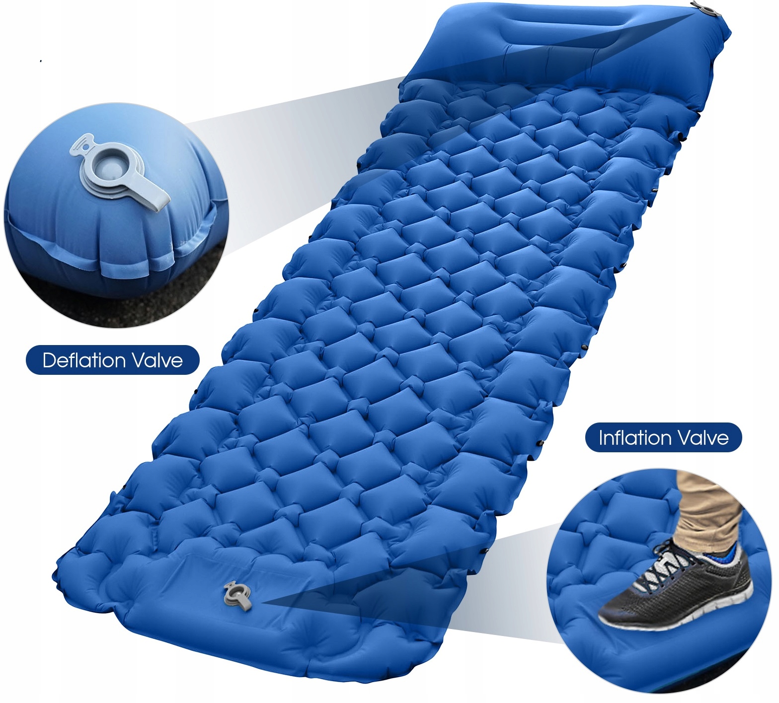 TURYSTYCZNA MATA DMUCHANY MATERAC PODUSZKA POMPKA Kolor dominujący niebieski