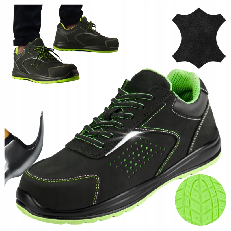 Pánské pracovní boty S1 Sportovní kožené polobotky s kompozitní špičkou Bozp