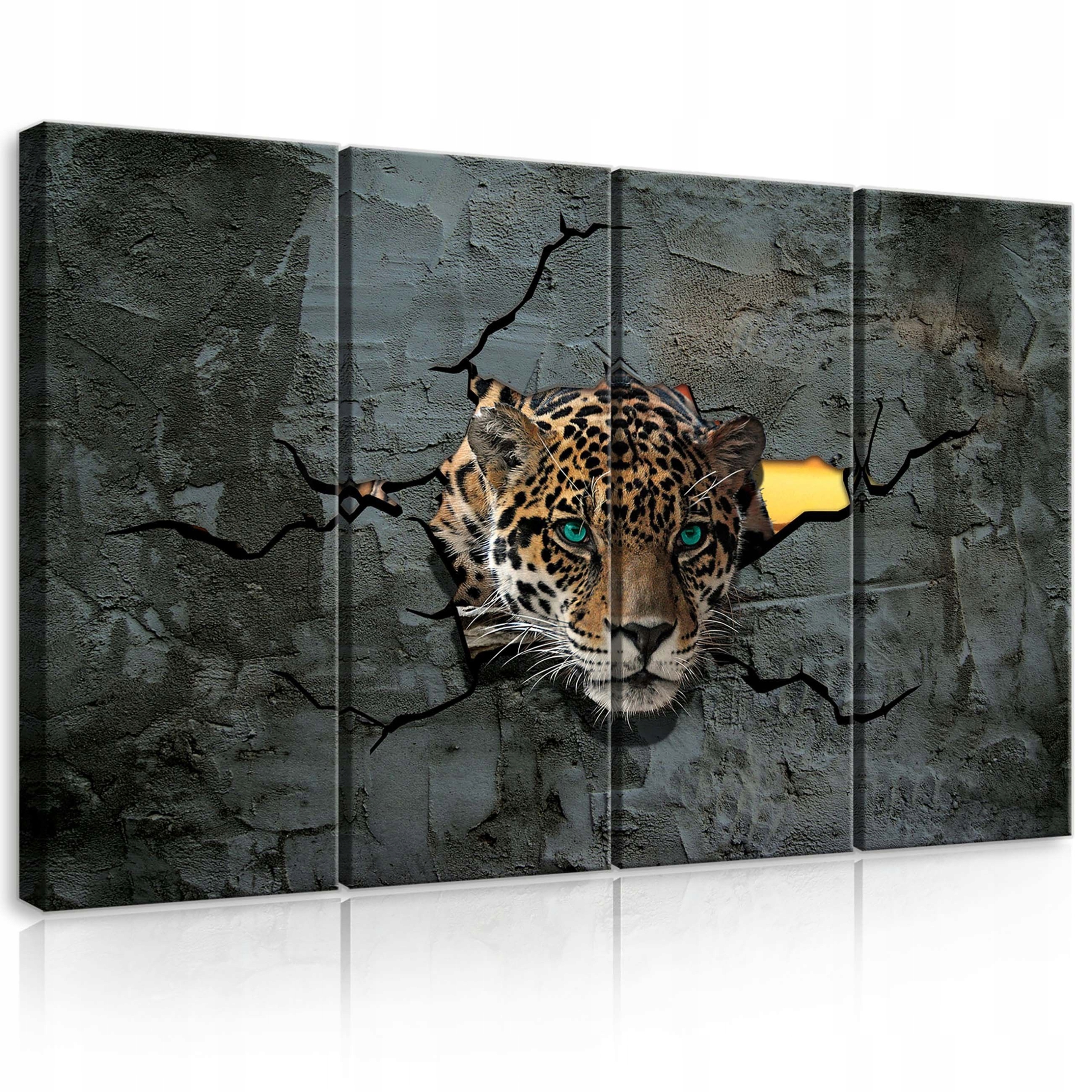 Obraz 120x80 Jaguar průlomová zeď praskliny síla divoká příroda