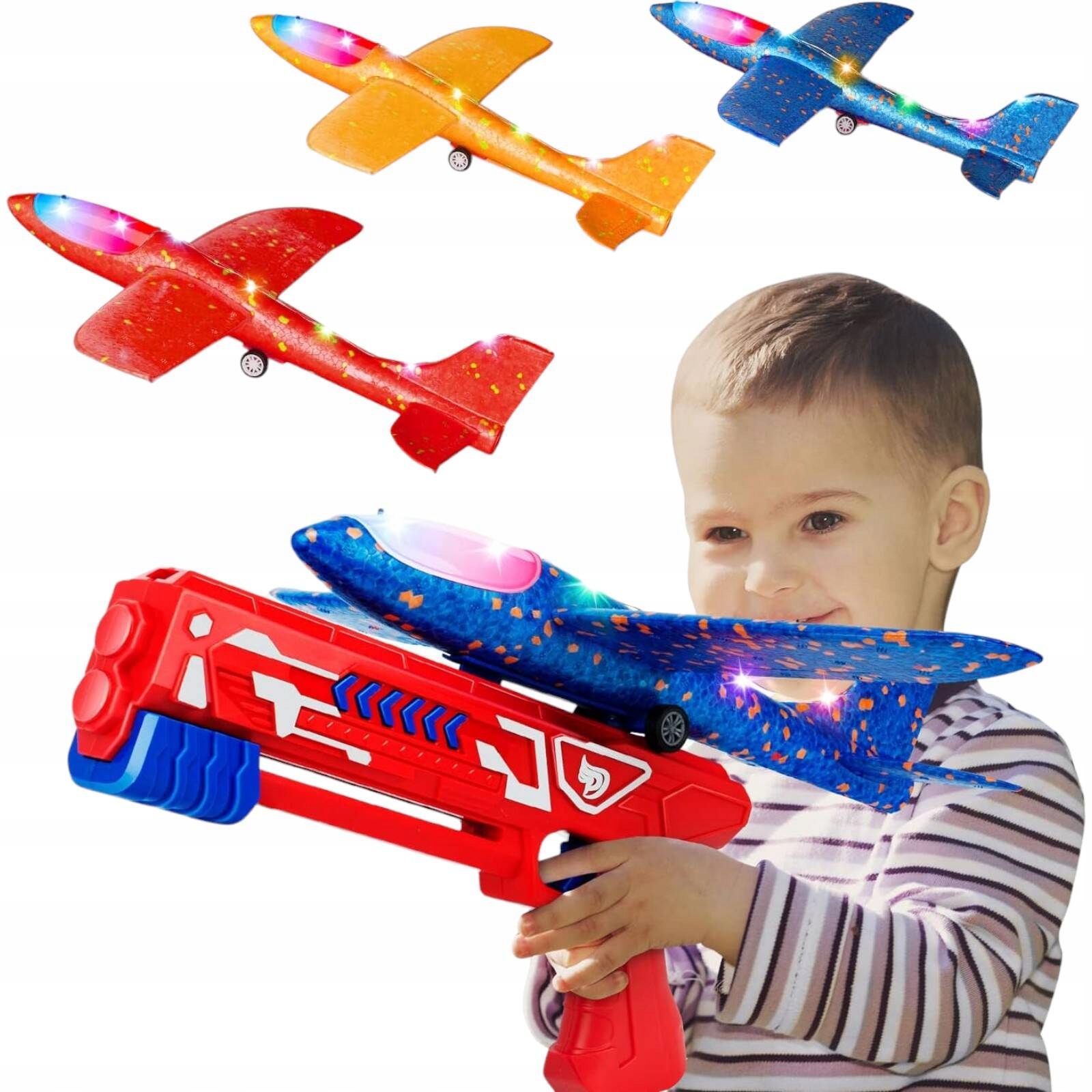 WYRZUTNIA SAMOLOT STYROPIANOWY RZUTKA PISTOLET 2w1 ZABAWKA SZYBOWIEC LATA Marka Toys