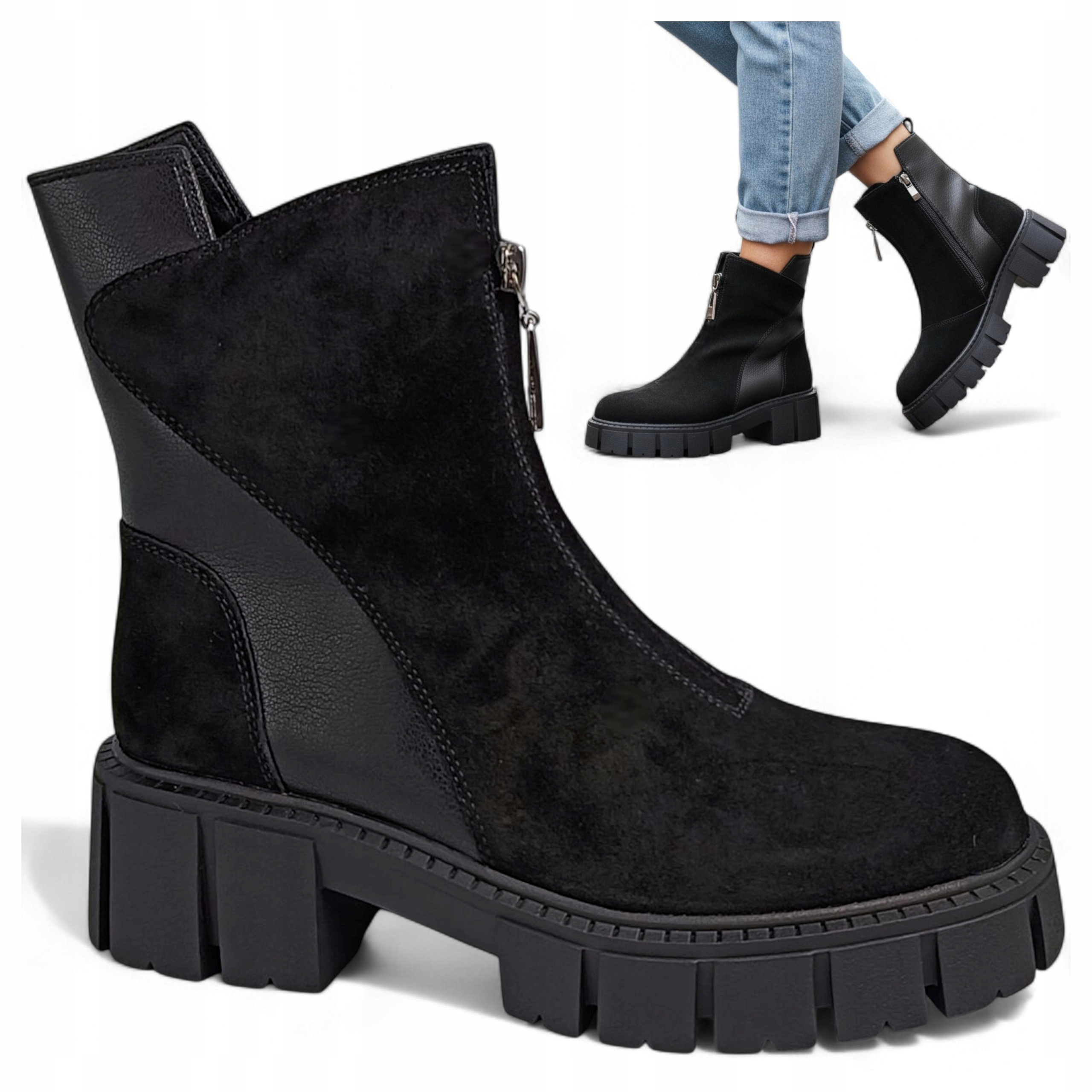 39 Dámské boty Z Přírodní Kůže Nazouvací zimní vysoké boty Barski