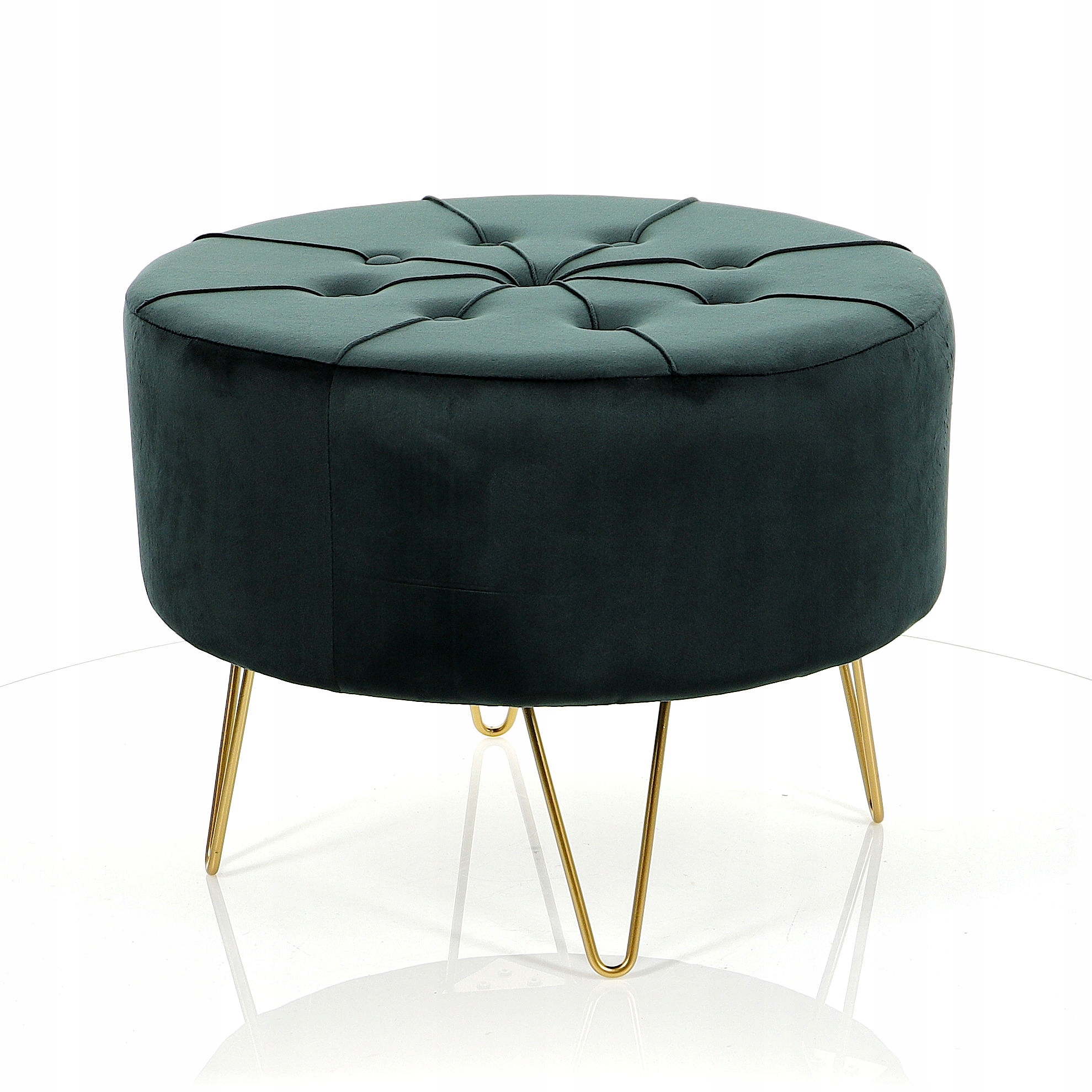 Pufa Welurowa Złota Butelkowa Zieleń Welur 43cm