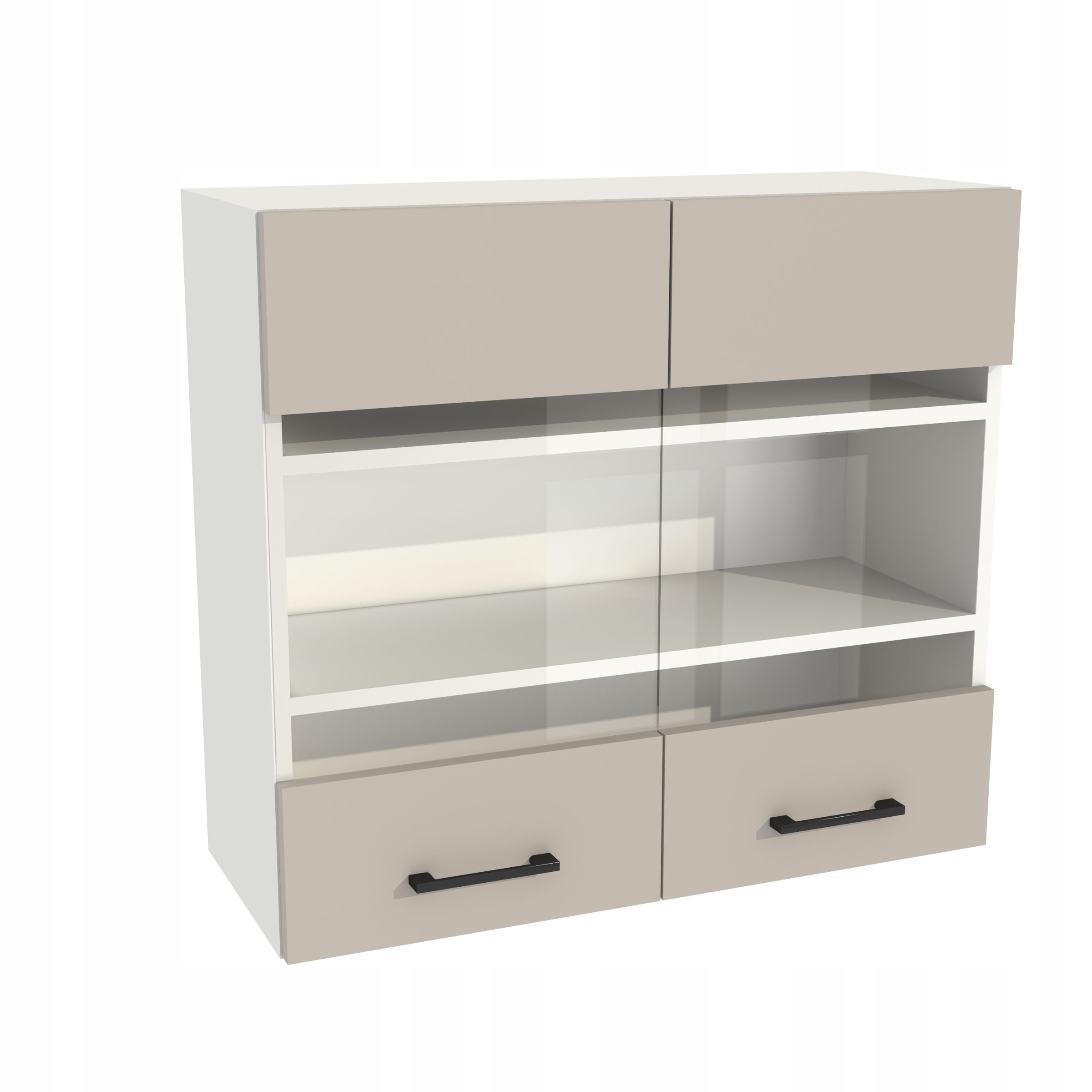 Kuchynská skrinka horná vitrína 80/72 Capri korpus biela predná strana kašmír mat