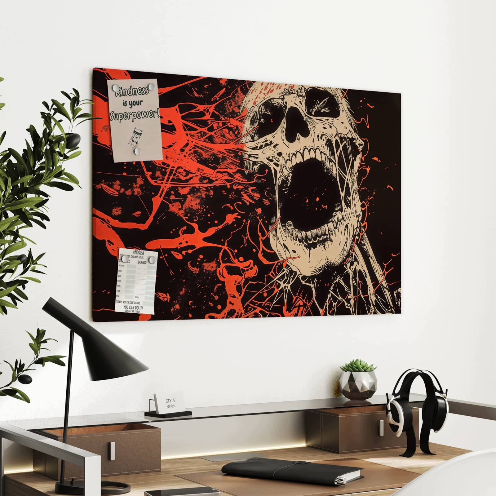 Magnetická tabule Křičící Czaszka 90 × 60 cm