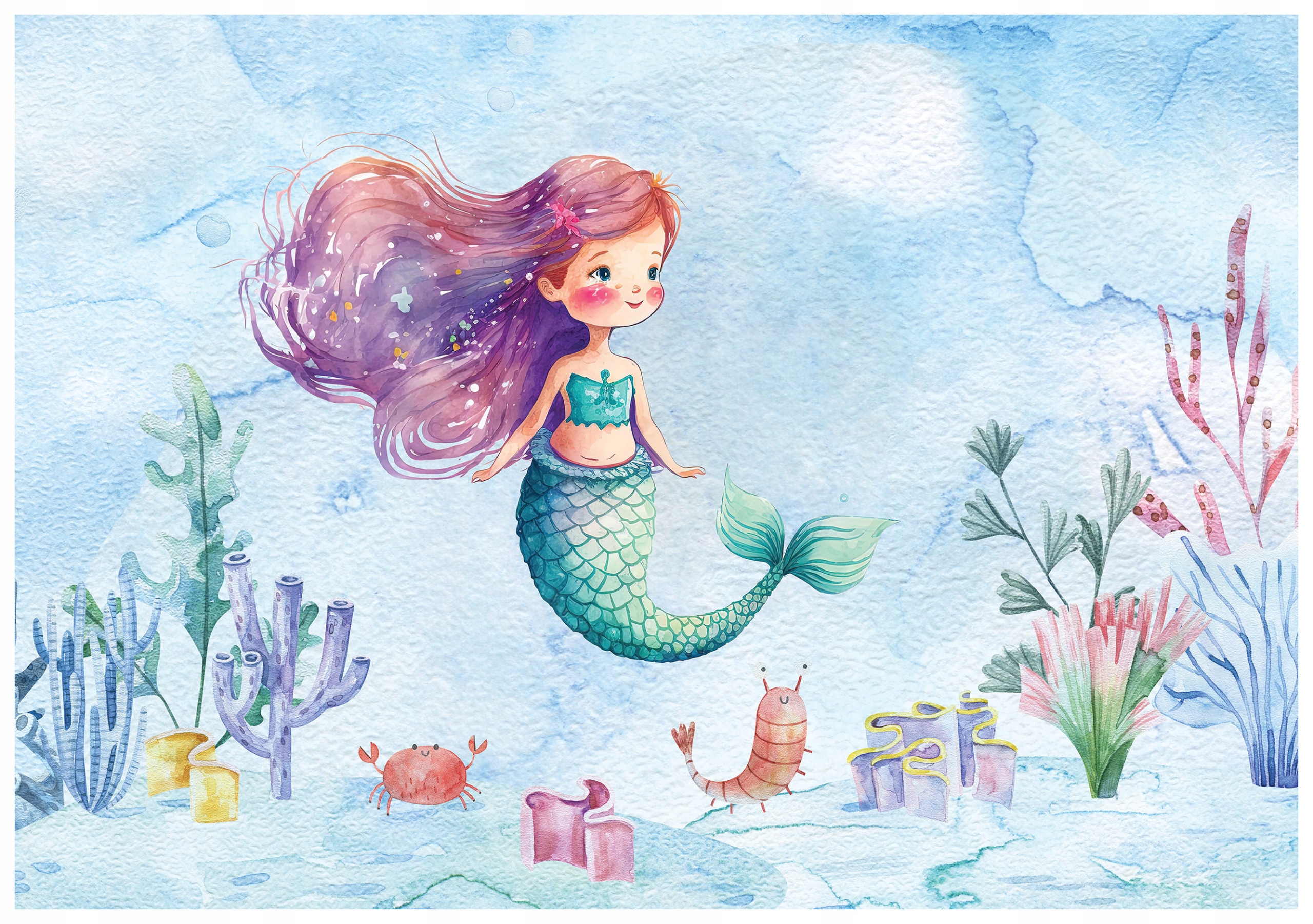 Vliesová fototapeta Morská panna a podmorský svet pre deti 416x254 lepidlo