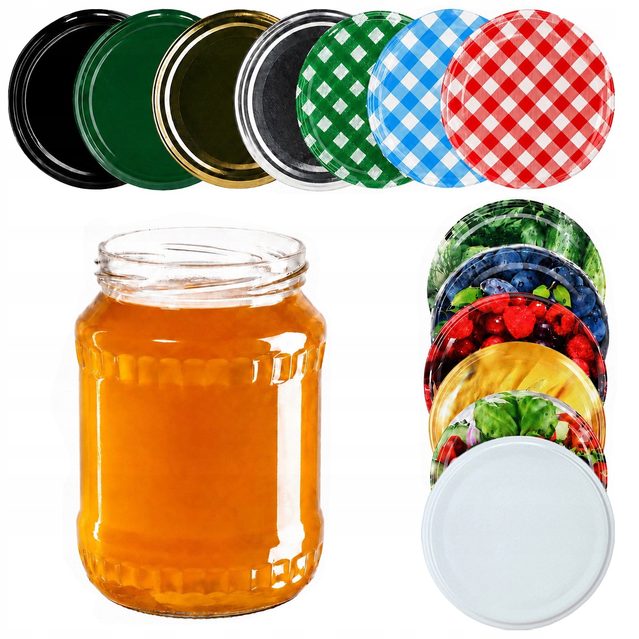 48 x Sklenička 720 ml Sklenice Na Med Uzávěry Fi 82 Zavařeniny Okurky Víčko