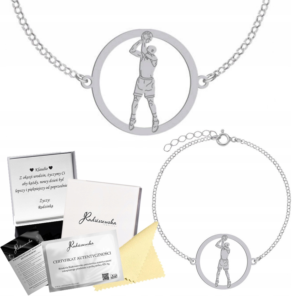 Stříbrný Náramek Basketbalista Basketbal Ankr Dárek Stříbro 925 Gravírování