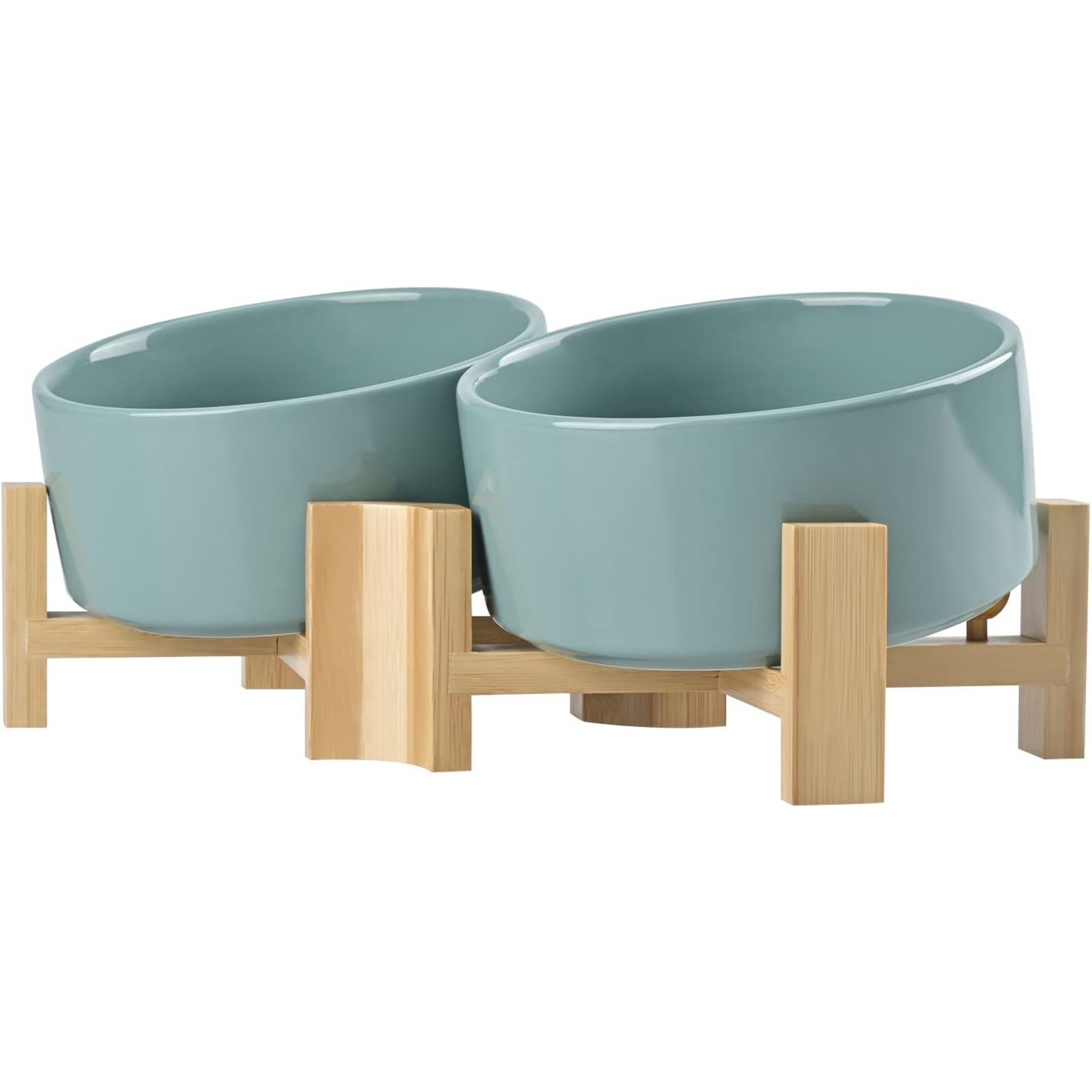 Miski Ceramiczne dla Psa Kota Stojak 15° 2x850ml Zielone