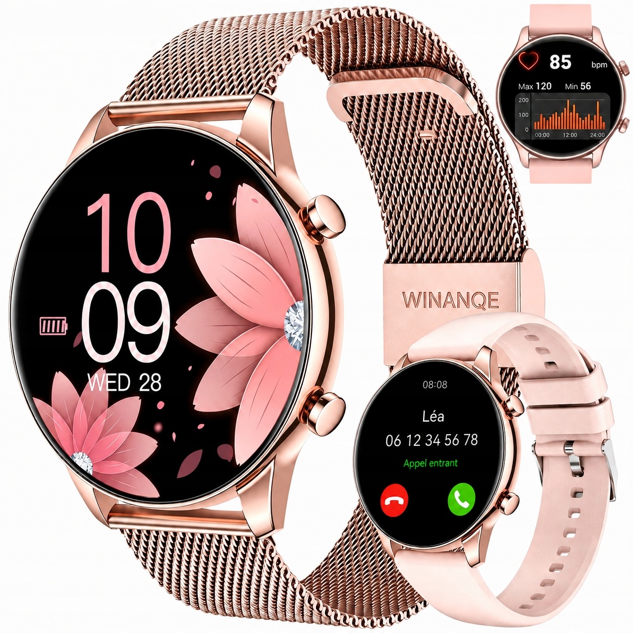 Okosóra Női Karóra Vízálló Pl Smart Watch Hívásmenü 2 Szíj