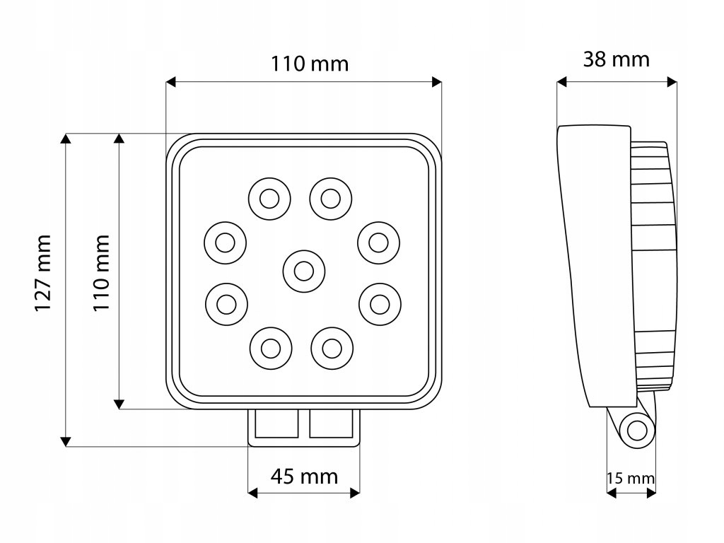 Lampa robocza kwadratowa cofania warsztatowa 9 LED Producent części KT Trade
