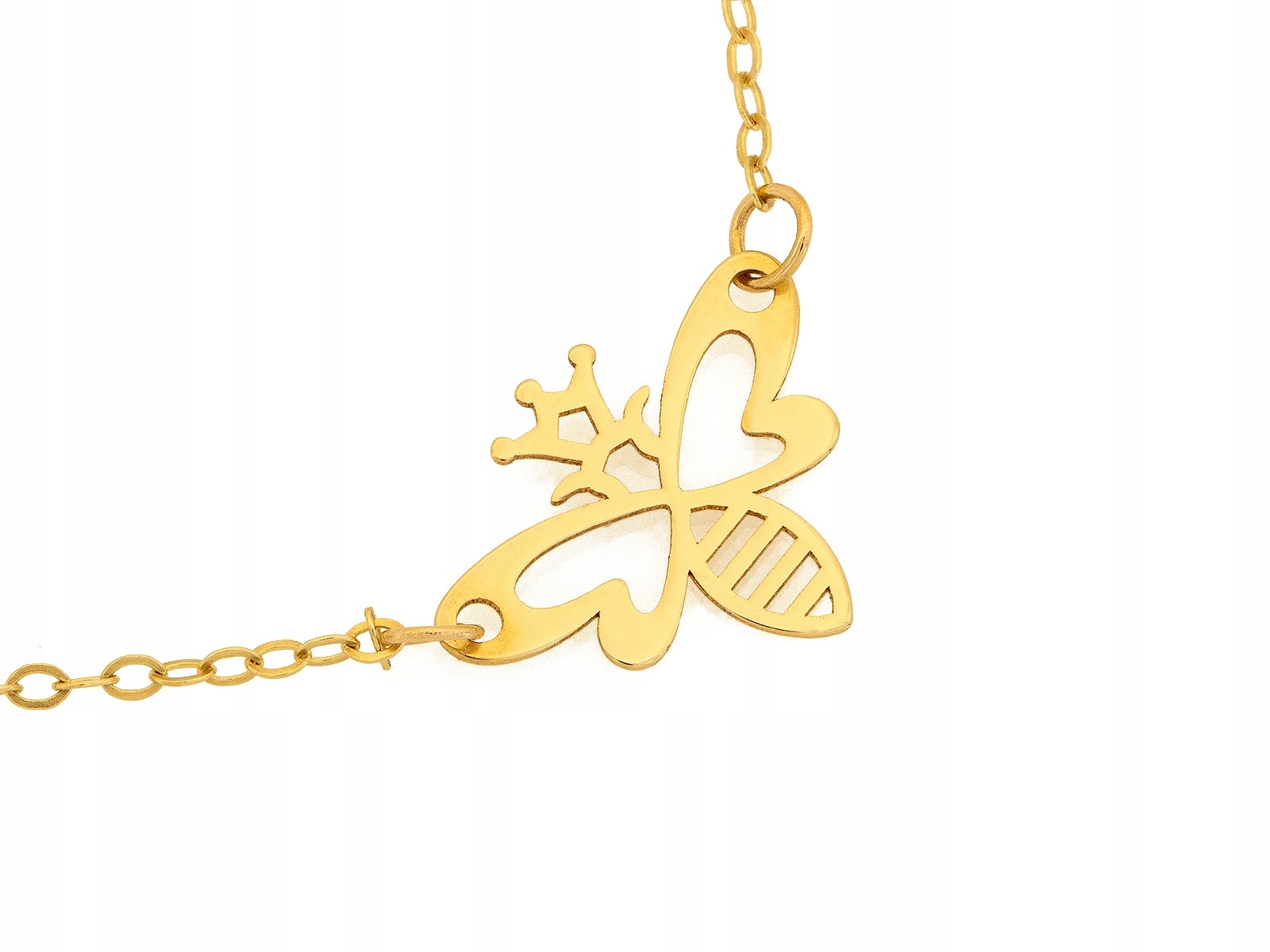 Zlatý náhrdelník 585 s celebritou včely, 45 cm, prolamované, origami
