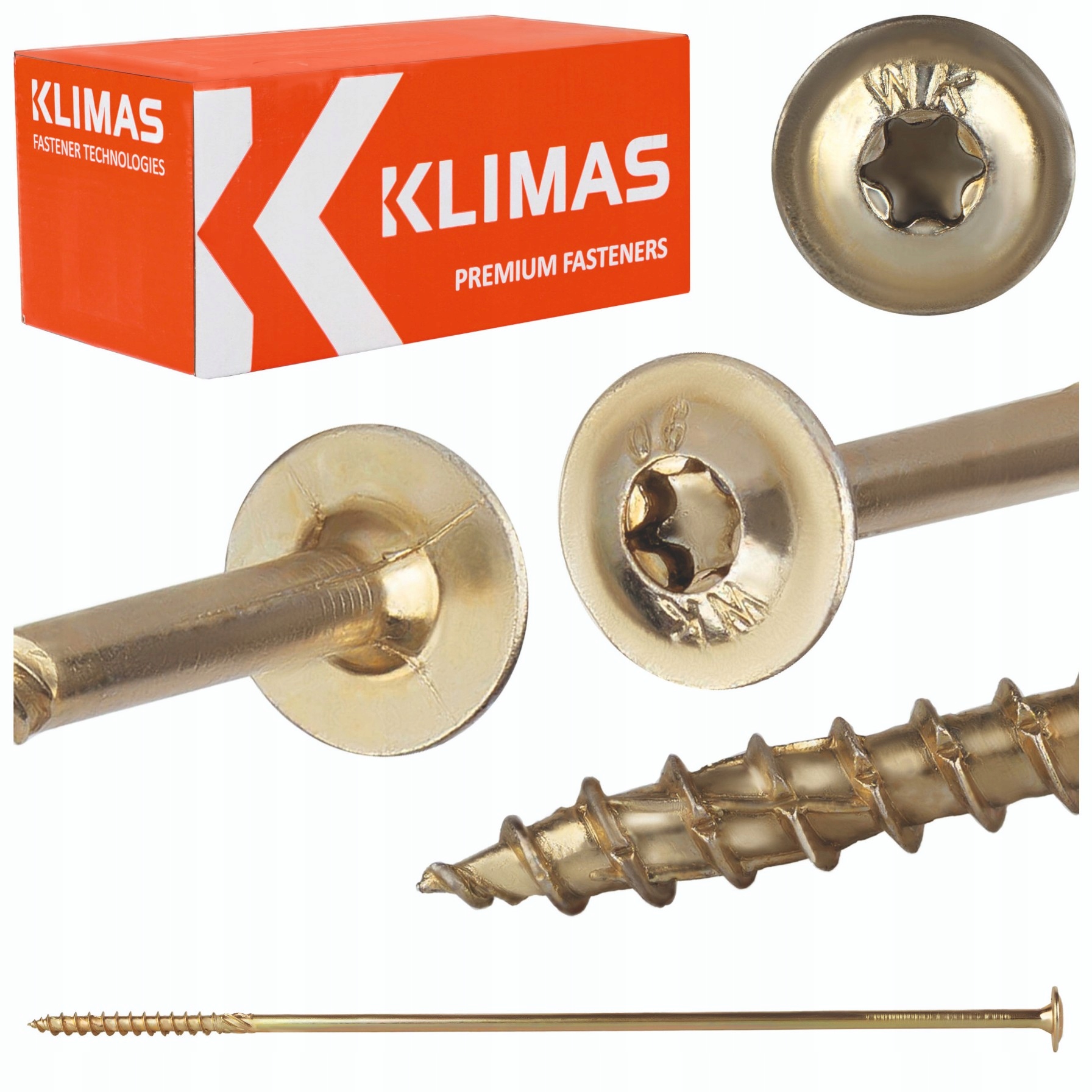 Tesařské vruty Torx 10x400 mm 25 ks talířové na dřevo Klimas Wkcp