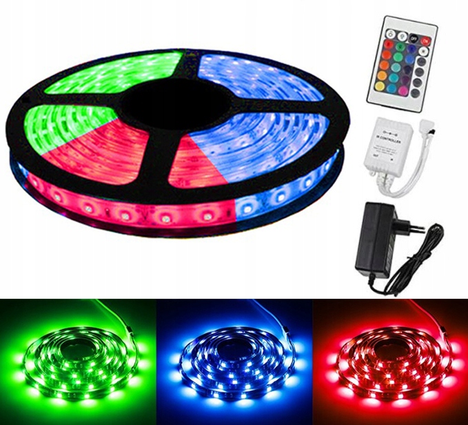 ZESTAW 2 x TAŚMA LED RGB KOLOROWA 10 M WODOODPORNA PASEK 2 PILOTY 10 metrów Kod producenta TAŚMA RGB LED SMD 10M
