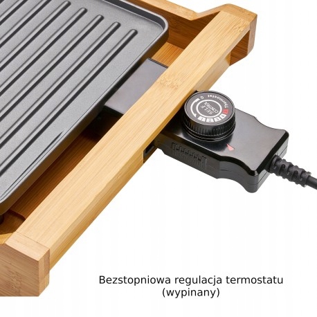 ELEKTRYCZNY GRILL STOŁOWY NA BAMBUSOWEJ CLATRONIC Kolor dominujący czarny
