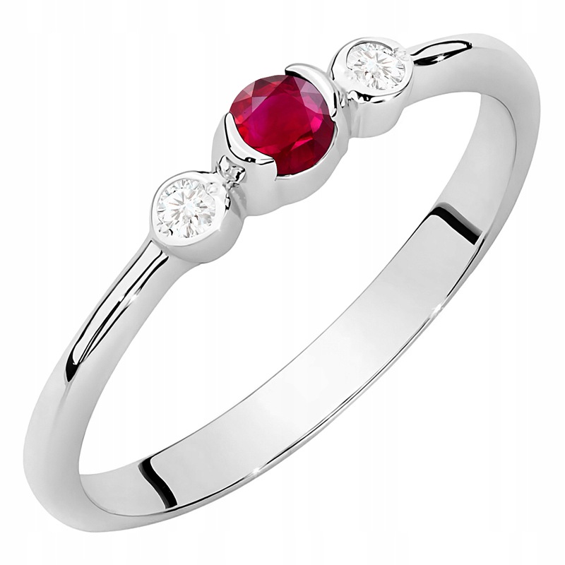 Zlatý Prstýnek pr. 585 s Rubínem 0,15 ct a Brilianty 0,06 ct Gravírování