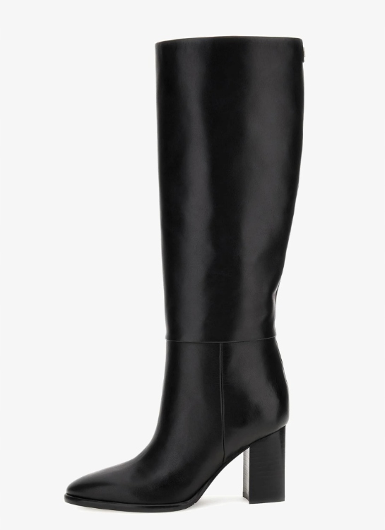 Guess Perinna Kožené kozačky na podpatku FLFPERLEA11 Černé vel. 40