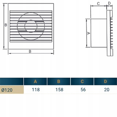 WENTYLATOR DOMOWY Z PRZEPUSTNICĄ STANDARD Fi 120 Marka Dospel