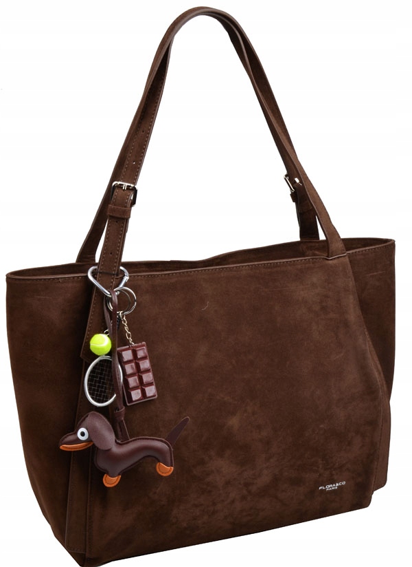 Flora&co Paris Torebka damska Shopper A4 Casual Zamsz czekolada