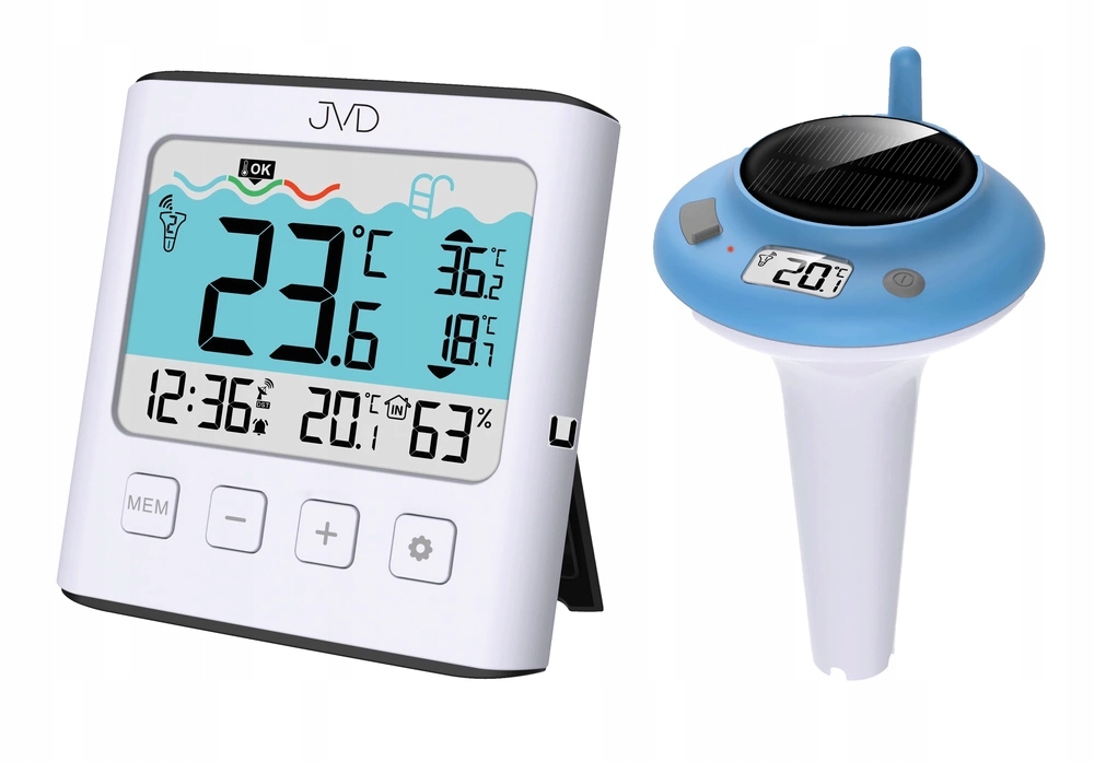 Termometr Basenowy Jvd T777 Sonda Higrometr Alarm Zegar