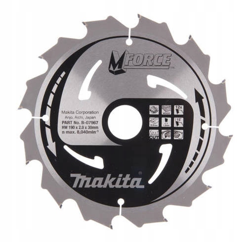 

Tarcza tnąca M-Force Makita 190x30 mm 12 zębów
