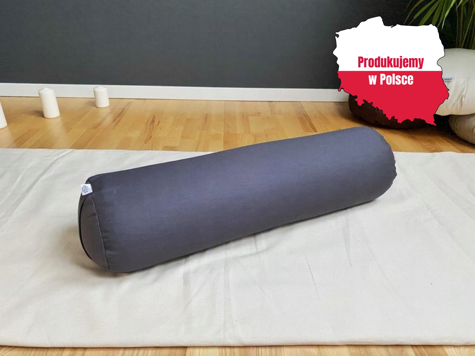 Bolster na jógu 70x20 cm s potahem Šedý Výrobek Polský