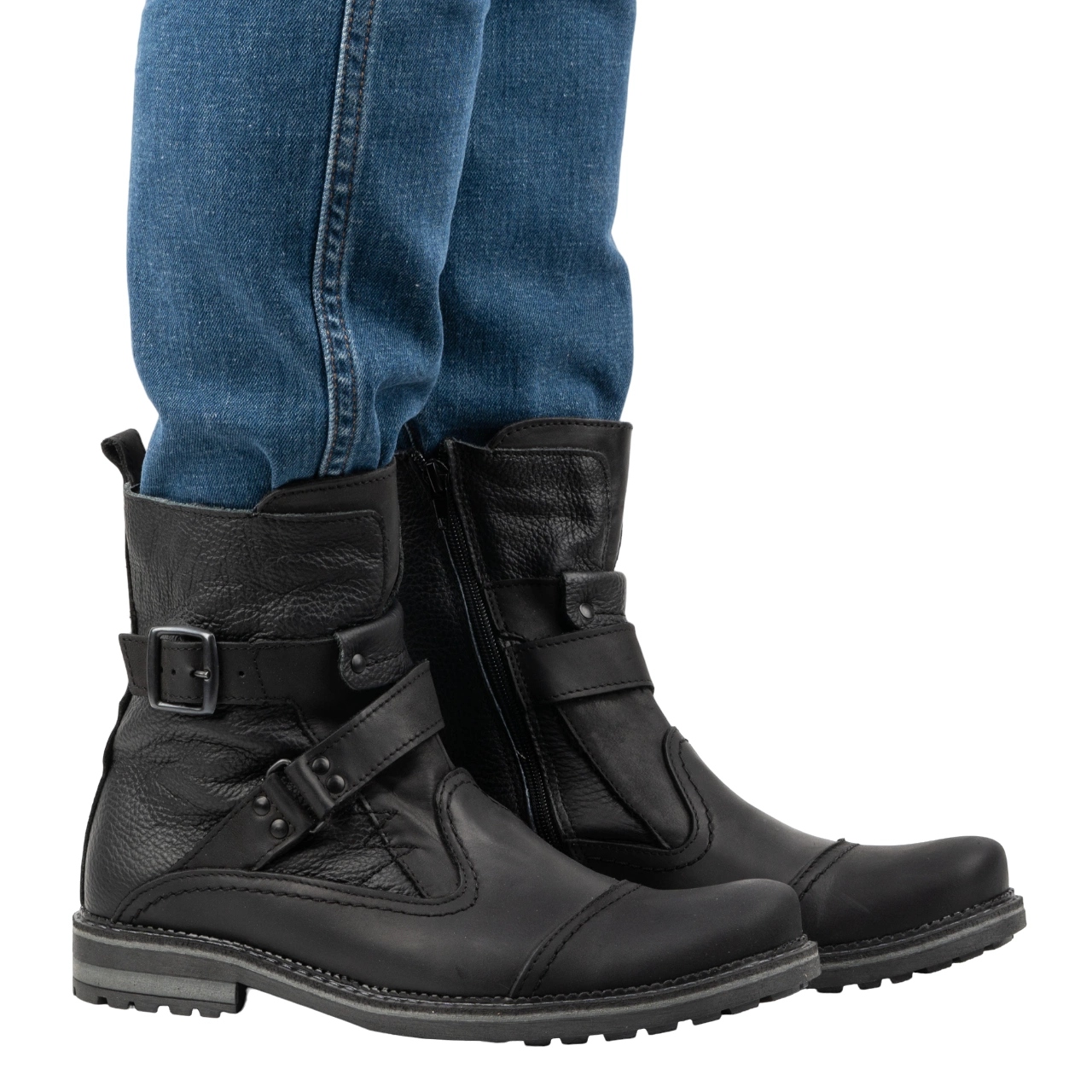 Pánské boty Moto Boty Kožené 82KZ Černé 41