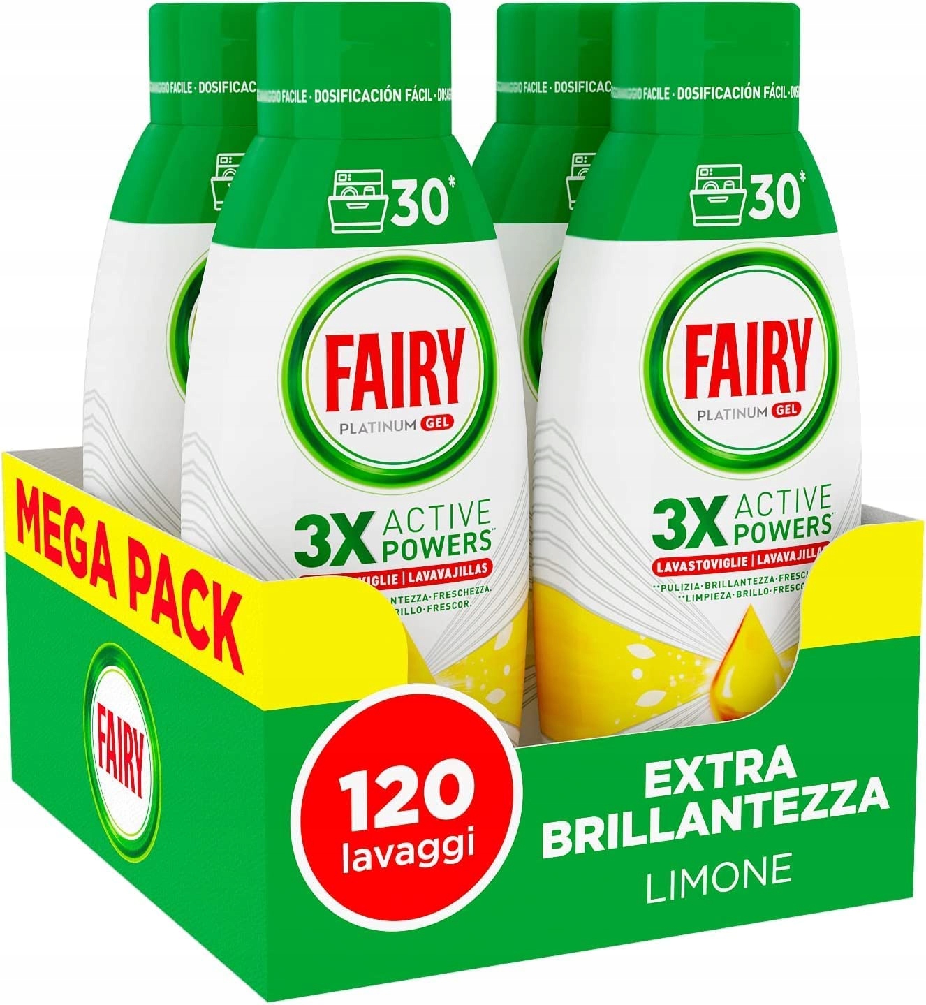 

Fairy Platinum Limone żel do zmyw. 4x 30=120 cykli