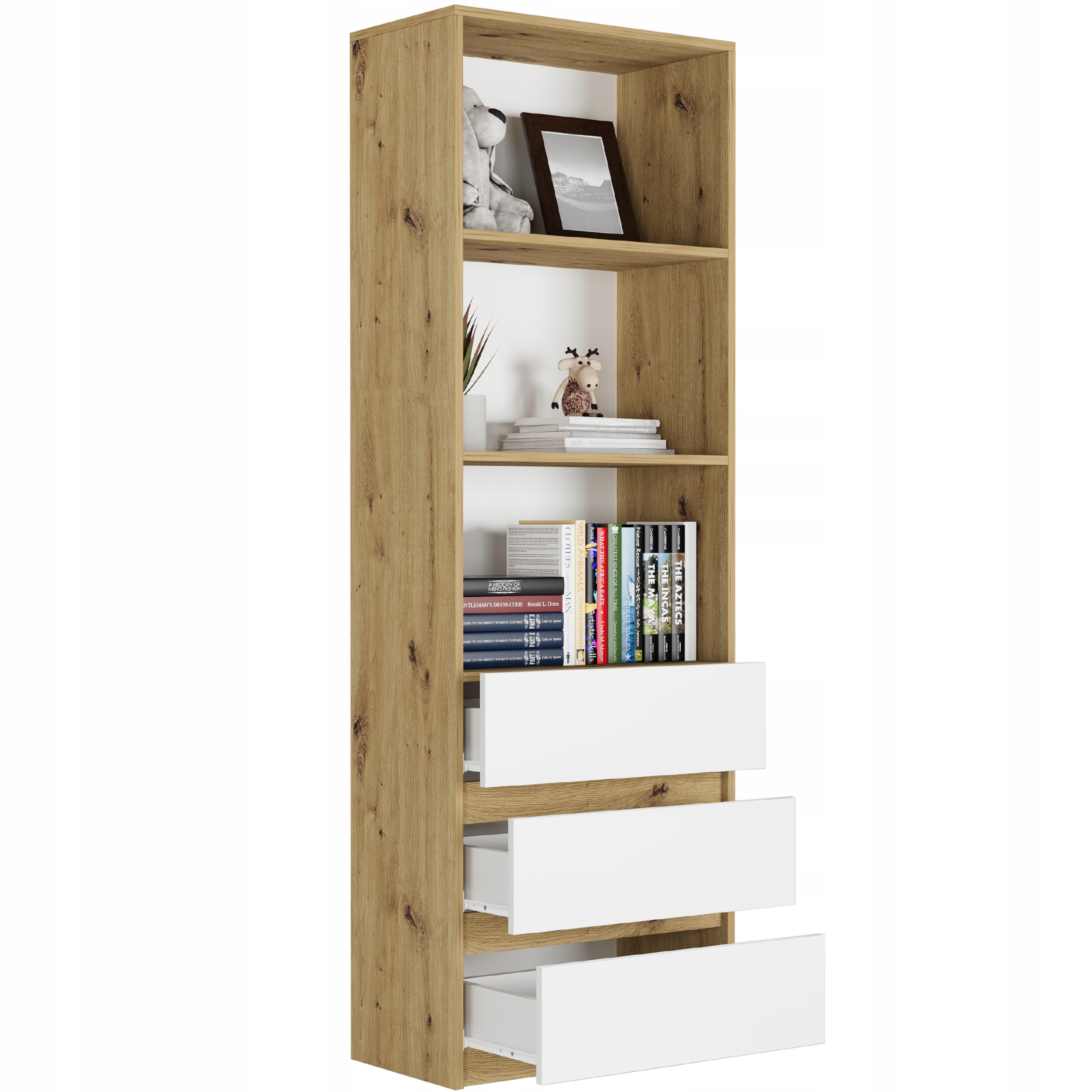 REGAŁ KSIĄŻKI BIUROWY 3 SZUFLADY 3 PÓŁKA B-3 ARTISAN MIX