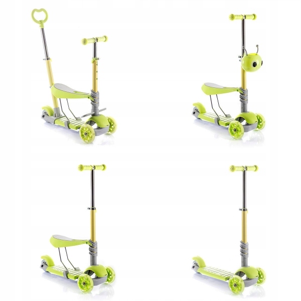 Ewolucyjna hulajnoga 5w1 dla dzieci 3+ z siedziskiem, koszykiem i uchwytem