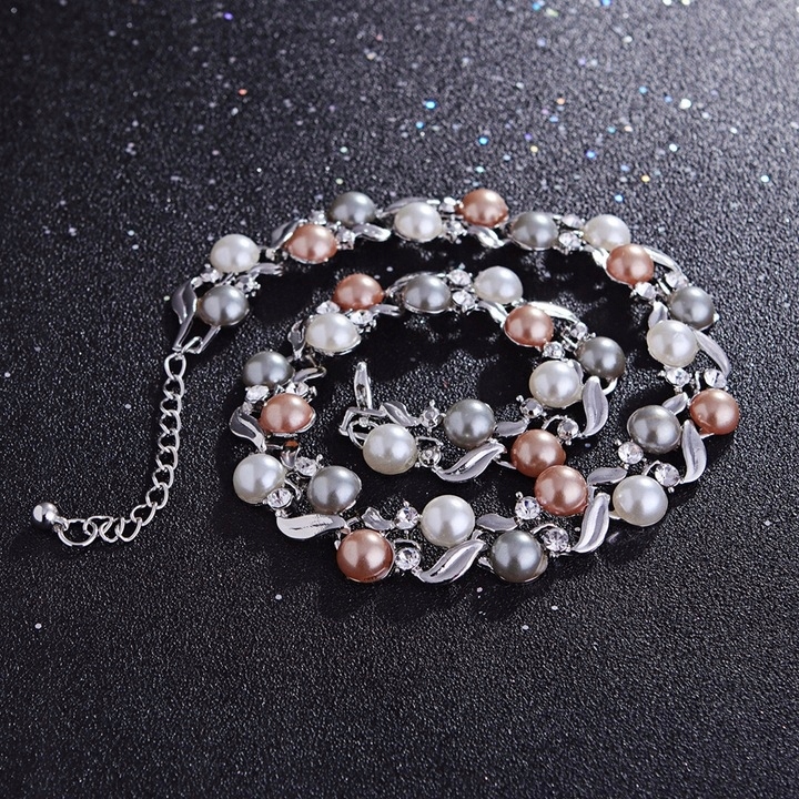 Elegancki Zestaw Kolczyki Naszyjnik Srebrny Perły Cyrkonie Dzień Kobiet Marka Inna marka