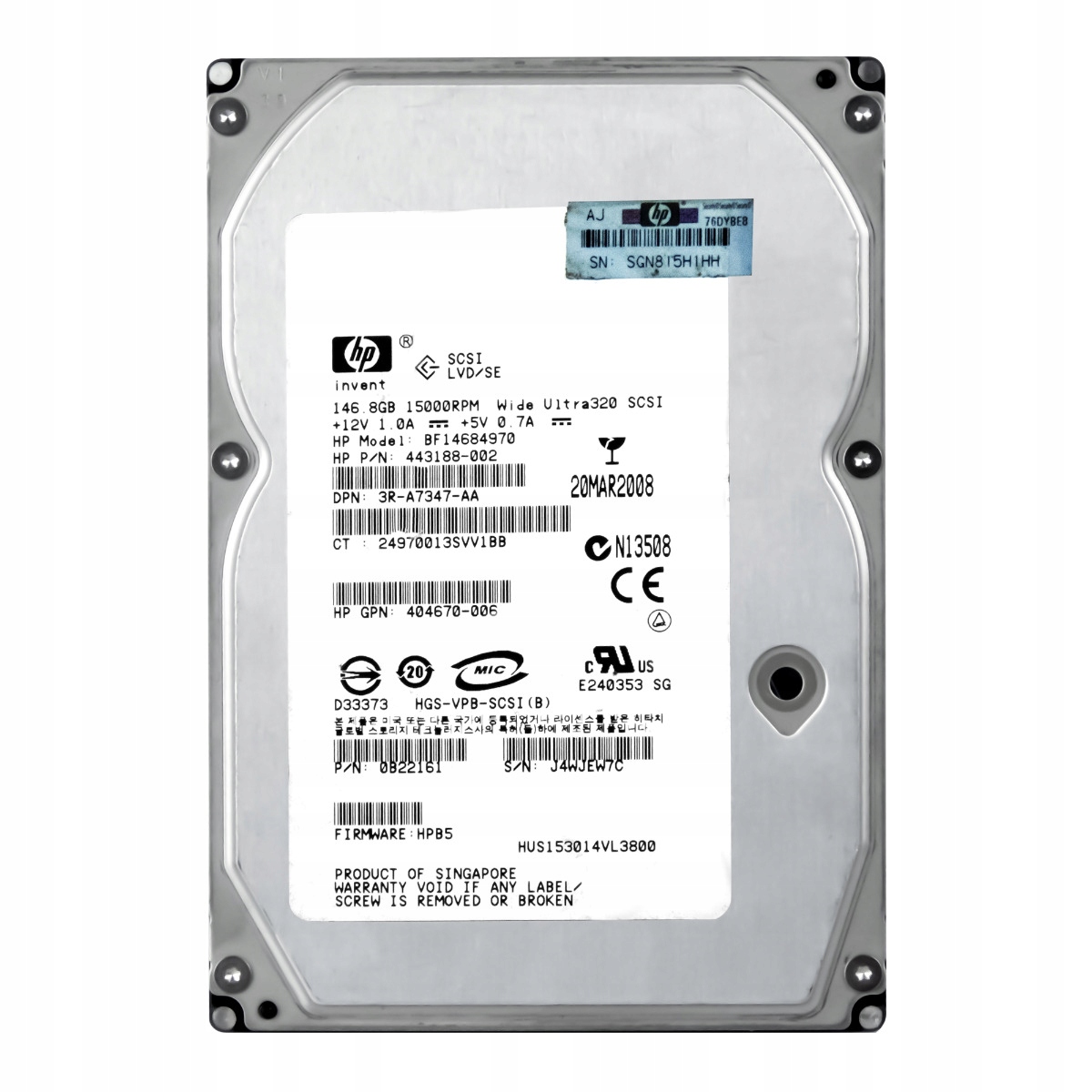 Hp 443188-002 147GB 15K 16MB Scsi U320 3.5'' BF14684970