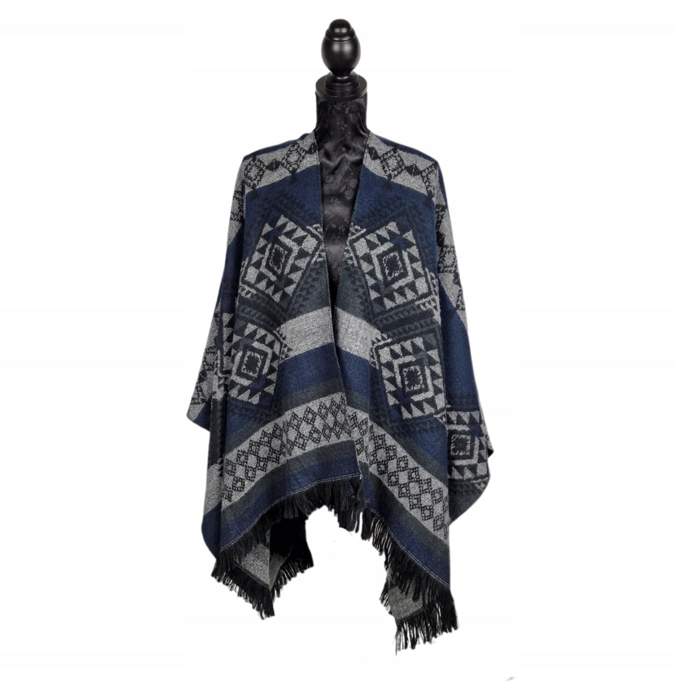 VERO MODA PIĘKNE PONCZO Z FRĘDZLAMI