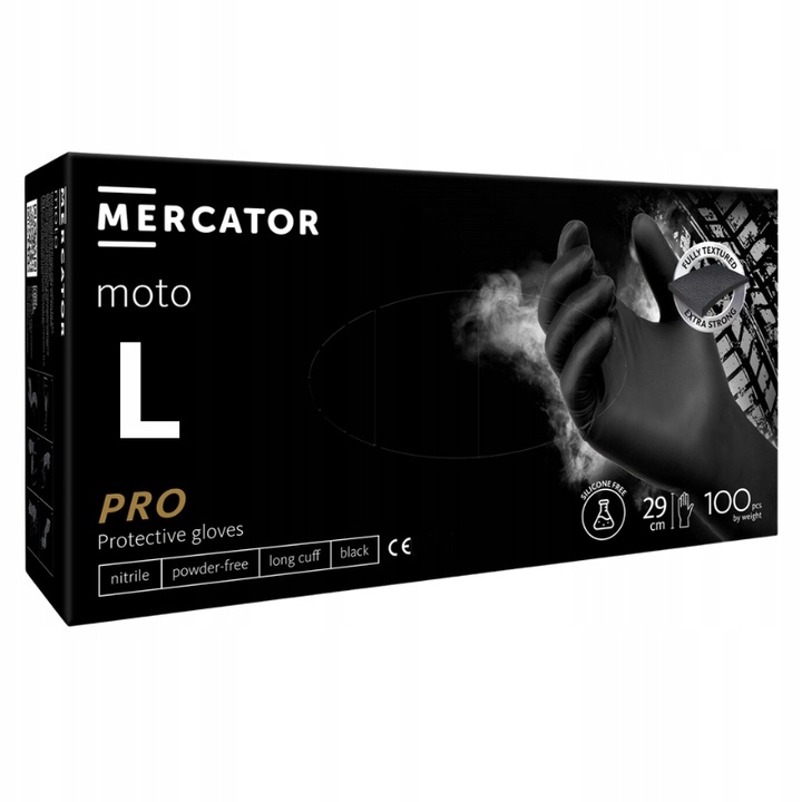 Rękawiczki Warsztatowe Czarne Ideall pro Moto Black mocne 100 szt. r.L